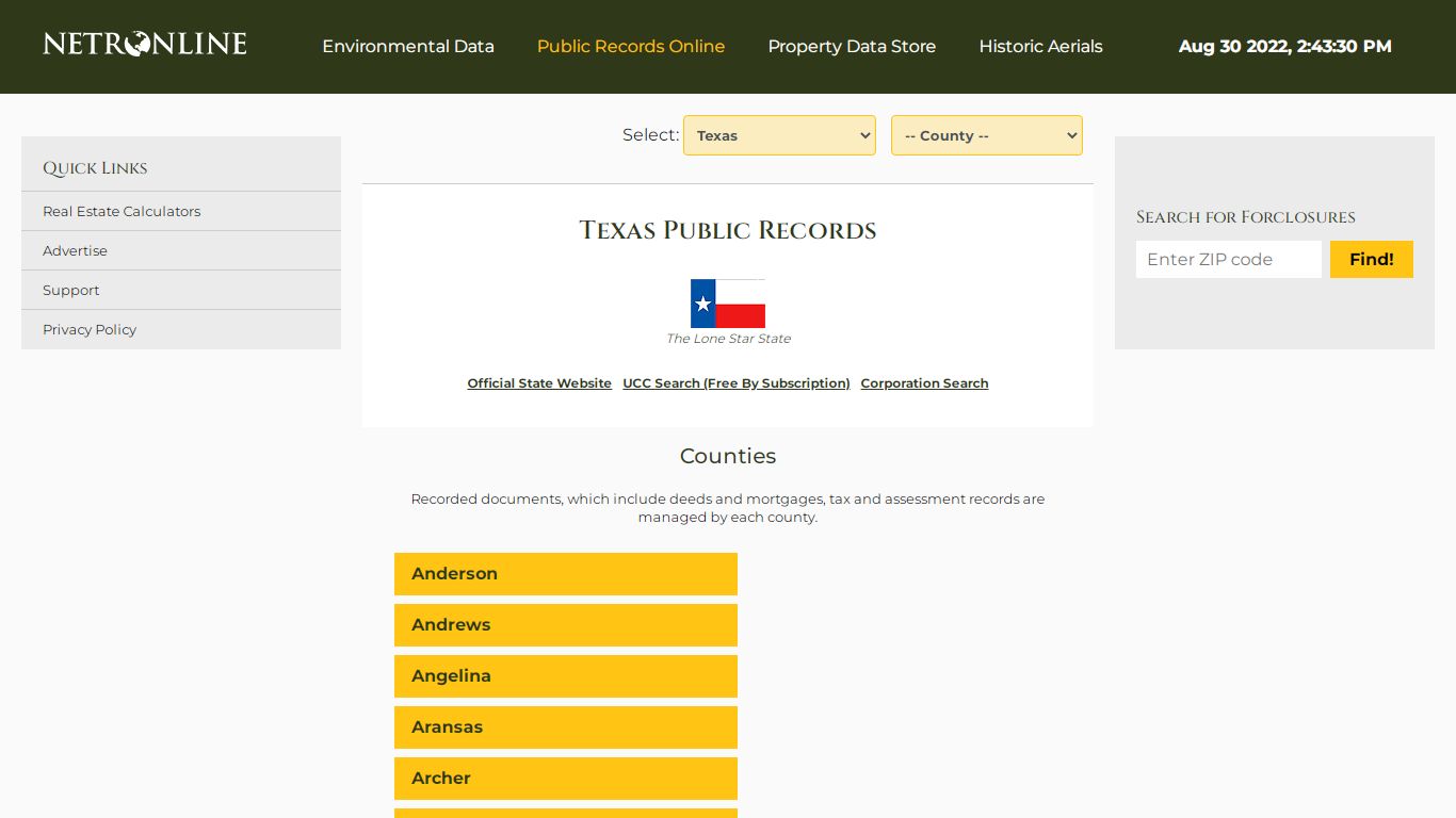 Texas Public Records Online Directory - NETROnline.com